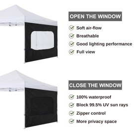 COOSHADE Instant Canopy SunWall 10x10 Canopy SideWall for Pop up Canopy Tent, 1 Pack Sidewall with Mesh Window Only, Black