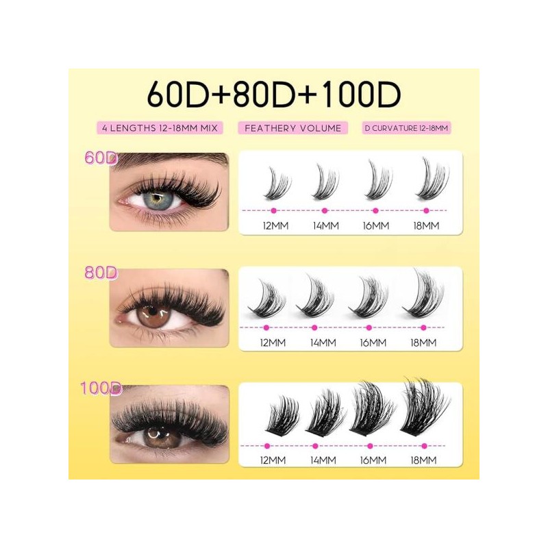 Heywink 헤이윙크 래쉬 클러스터 키트 60D 80D 100D 두꺼운 속눈썹