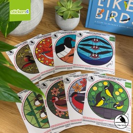 I Like Birds Static Cling Window Stickers for Glass 8 Pack - Small Stained Glass Window Stickers
