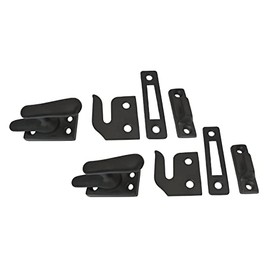 QCAA Solid Brass Casement Fastener Window Lock, Small, Matte Black, 2 Pack