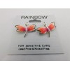 Rainbow Pink Butterfly Earrings Drop Dangle Silver Trim Hook Fasteners