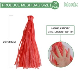 Mordx 100Pcs Reusable Produce Plastic Mesh Bag,20 Inch Seafood Boil Bags，Kitchen Organizer Produce Packaging Supplies Net，Vegetable and Fruit Seafood Plastic Mesh Strap Storage Bag