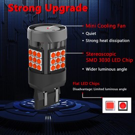 FAXCARS 7443 LED Bulbs Red Brake Light Bulb for 2015-2025 Chevy Silverado 1500 2500 3500 HD, Super Bright W21/5W Rear LED Turn Signal Light Brake Light Tail Stop Lights, Pack of 2