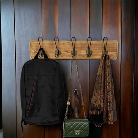 WRIGHTMART 24” Wooden Wall-Mount Coat Rack, Rustic Reclaimed Pine with 5 Storage Hooks, Farmhouse Design for Jackets, Hats, Scarves, Umbrellas, Bags, Keys, Leashes, Towel, Entryway, Bedroom, Bathroom