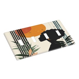 Simple Facial Profile Of A Bohemian Woman Quad Toggle for Bedroom Home Decor Decorative Light Switch Covers Decorative Switch Plates Electrical Panels