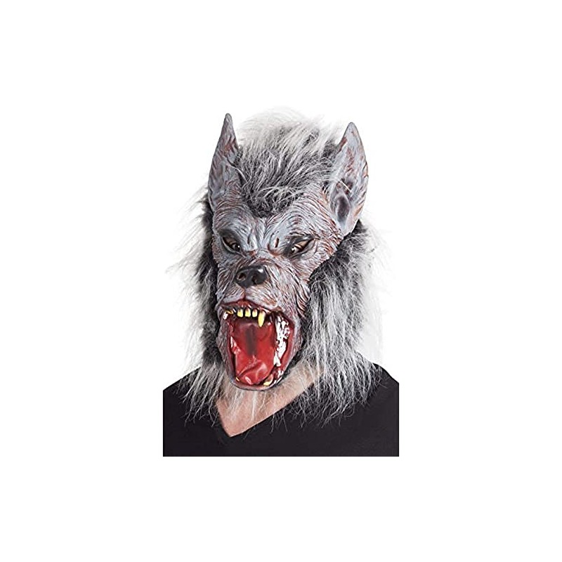 Boland 97515 Latex Werewolf Werewolf Mask with Fur, Grey, One
