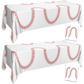 APUXXJUPA Baseball Tablecloth - White Baseball Tablecloth Plastic Disposable Decorations for Game Day Sports Theme Party Supplies, 4 Pack, 51'' x 86''