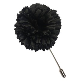 M&S Schmalberg Black Carnation Lapel Boutonniere Pin For Men or Women Silk