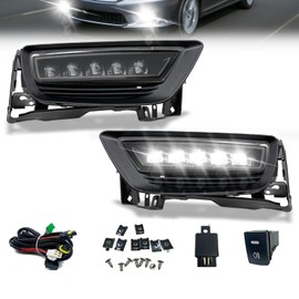 LED Fog Lights Lamps fit for 2013 2014 2015 Honda Accord Sedan (Not Compatible with Hybrid) with switch & harness (Clear Lens)