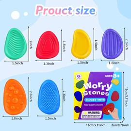6 Pcs Sensory Stone, Fidget Toys for Kids Adults,Worry Stone Fidget, Sensory Toys for Autism, Fidget Stress Toys for Anxiety Relief