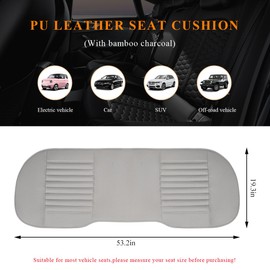 BWBWND Leather Car Seat Cover, Breathable Rear Seat Bottom Cushion Pad Filling Bamboo Charcoal, Comfortable Anti-Slip Vehicle Long Bench Cover with Storage Pockets, Car Accessories (Gray)