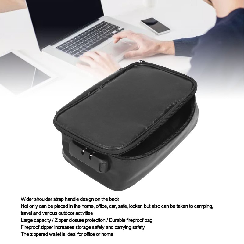 Fireproof Document Bag with Lock Small Fireproof Document Safe Box