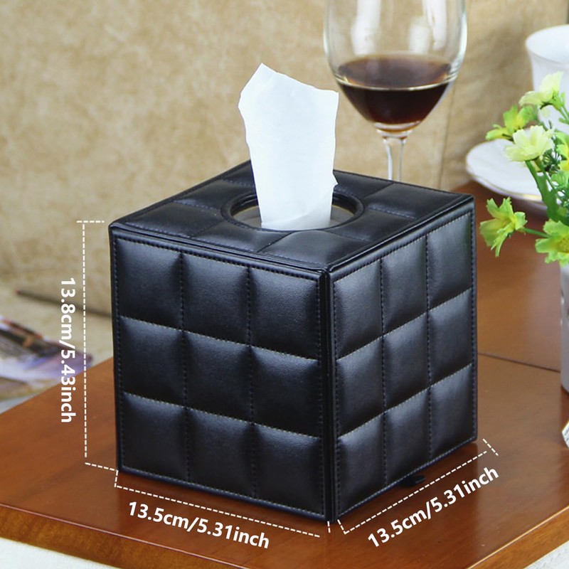 AIMALL Leather Square Tissue Box Holder with Waterproof Design, 5.31