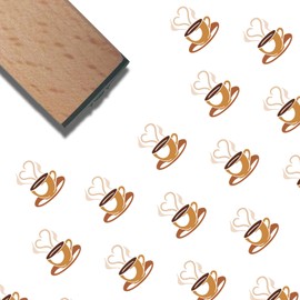 CRASPIRE Mini Wooden Rubber Stamp 3/5 Inch Coffee Heart Cute Pattern Small Wood Stamps Vintage Reusable Print for DIY Craft Card Scrapbooking Journaling Albums Card Making Planner Envelope