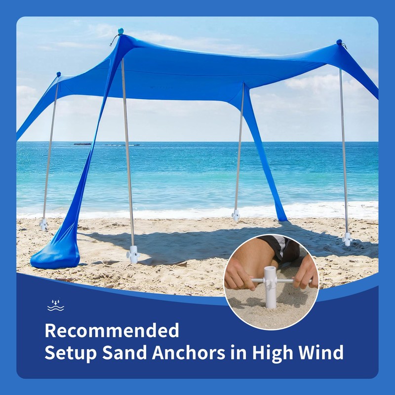 AMMSUN Beach Tent Sun Shelter, 10x10.5 FT Beach Canopy Tent