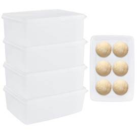 MUXHEL 4 Pack Pizza Dough Proofing Box with Lid, 12" x 8" Pizza Dough Proofing Container, Stackable Pizza Bread Fermentation Storage Containers for Bread Sourdough Pizza