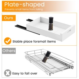 FENGBIAO Pull Out Cabinet Organizer, Slide out Drawers for Kitchen Cabinets, Under Sink Pull-Out Home Organizers with Adhesive Nano Film Fixed, Pantry Storage Shelf, 13.8" W x 21" D x 3.1" H (1 Pack)