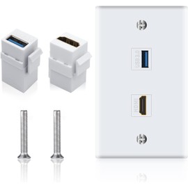 2Port 4K HDMI Wall Plate Outlet Cover with 6 Inch Female to Female High Speed HDMI Pigtail Cable for Video Game Systems,TV Boxes(