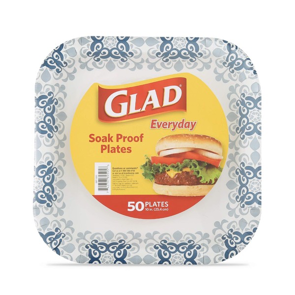 Glad BB15065 Printed Disposable Paper Plates, 50 Count (Pack of 1)