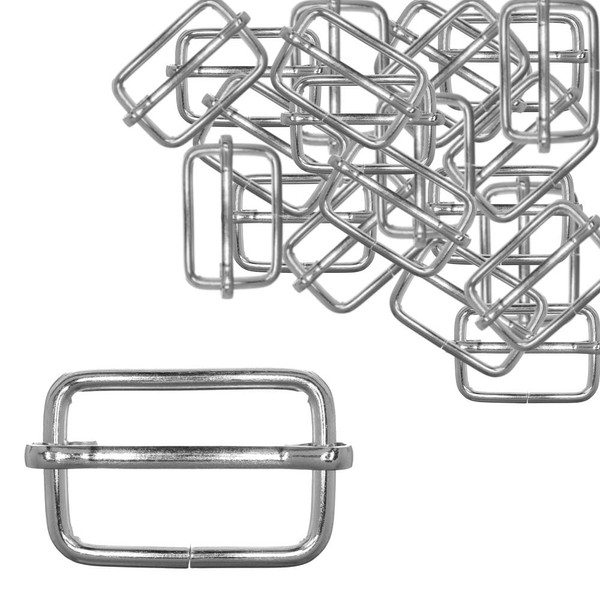 Craft County 30 Pack Slide Buckles 1 Inch Silver Metal