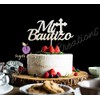 Mi Bautizo - Decoración para tarta, diseño de purpurina, color