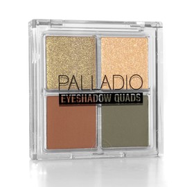 Palladio Sombra de ojos cuádriceps, mate mezclable pigmentado aterciopelado, acabados metálicos y brillantes, fórmula cremosa, paleta de sombras ojos cuádruple de cuatro vías, sin talco, Gold Digger