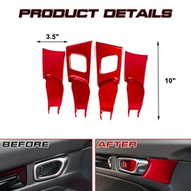 x xotic tech Red Car Inner Door Handle Bowl Cover Trim Compatible with Honda Civic 11th Gen 2022 2023 Interior Accessories