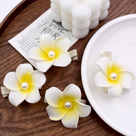4Pcs Plumeria Shape Hair Clips 2.1" Vivid Mixed Color Hair Clips Women Girls Summer Hair Accessories