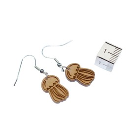 Miniblings Jellyfish Earrings Pendants Wood Sea Ocean Fire Jellyfish Medusa Australia - Handmade Fashion Jewellery I Earrings Silver Plated, Wood