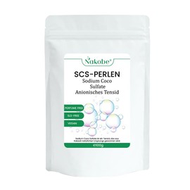 Nakobe - SCS - Sodium Coco Sulphate Beads - 100 g - Gentle Surfactant Made from Coconut Oil - for Solid Shampoo, Shower and Shampoo Bars - Sodium Coconut Sulphate