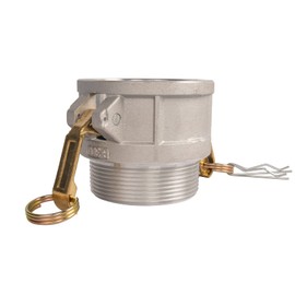 Quafwia 2 pcs Aluminum Gravity Cast Cam lock Fittings (3 inch Part B) Cam and Groove Hose Fitting, Female Coupler X Male Thread Camlock fitting with Heavy Duty Brass Handles (3'', B)