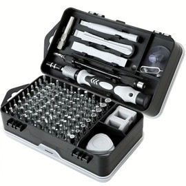 Precision and multi-functional screwdriver set, 115 pieces, with magnetic repair tool set, anti-slip portable tool set, ergonomic handle ncluding hexagonal, pentagonal star, cross head