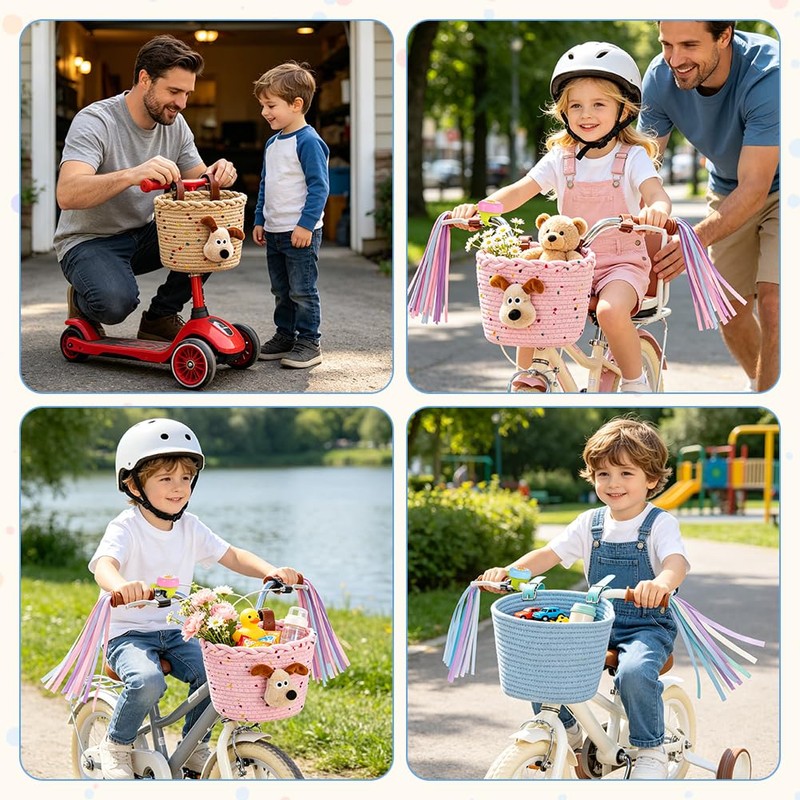 Adiwo Cotton Rope Woven Cycle Basket, Bicycle Basket, Bike Basket