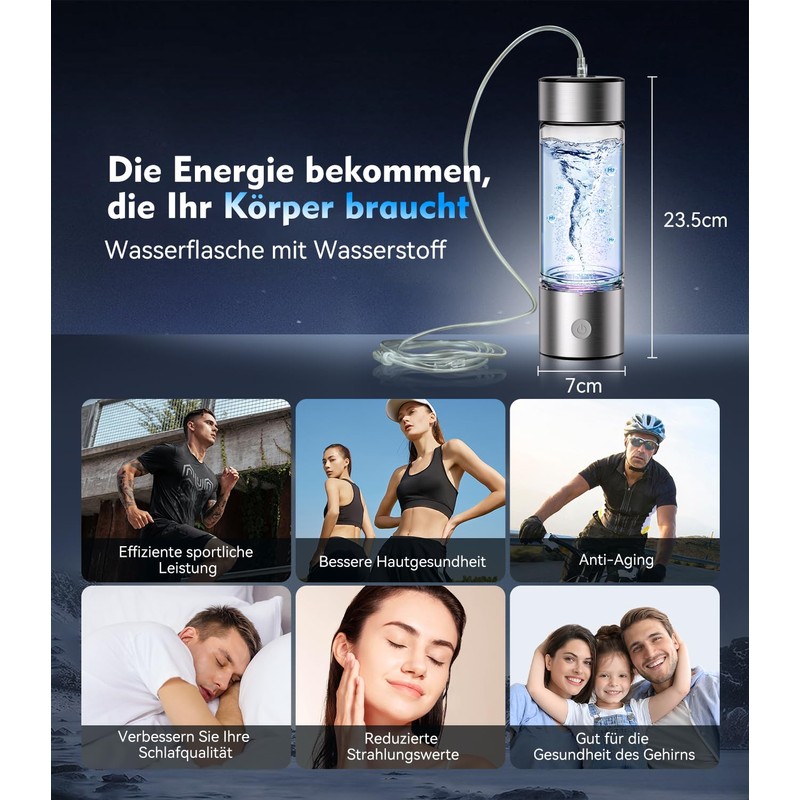 XSWCCJJ Hydrogen Water Bottle, SPE PEM Technology - 5000PPB, Double