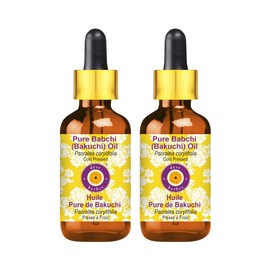 Deve Herbes Pure Babchi (Bakuchi) Oil (Psoralea corylifolia) with Two Glass Droppers Cold Pressed (Pack of Two) 50ml X 2 (3.38 oz)