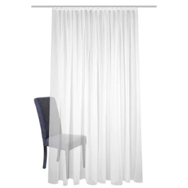 HOMEbasics Sablio 41600 Ready Made Curtain Transparent Sablé Effect Pleated Tape 1:3 cm Colour: White Number 1x 120 x 450 cm