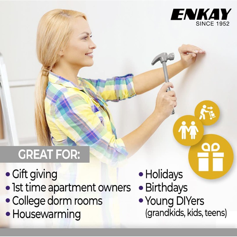 ENKAY - 6 in 1 Gray Hammer and Screwdriver, Multifunction