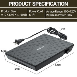 REPTI ZOO Reptile Heat Panel Adjustable Temperature Reptile Heating Plate, Non-Light Heating Solution with Expanded Heating Range for Hermit Crabs/Leopard Geckos/Turtles/Snakes/Lizards