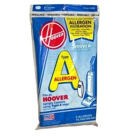 Hoover 4010100A Type A Allergen Filtration Vacuum Bags 3 Bags Per Pack (Pack of 3) Total 9 Bags
