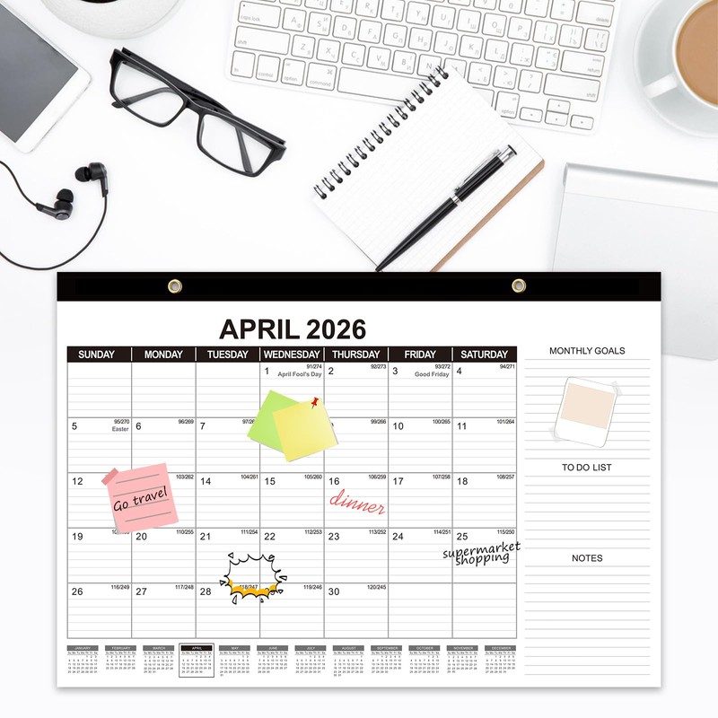 GuassLee Desk Calendar 2025, 3 Packs, 18 Months Calendar 17"