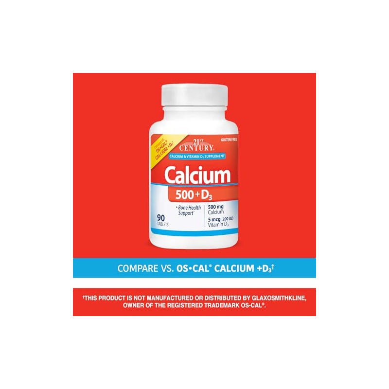 21st Century Calcium 500 + D3 500 Mg/200 Iu 90