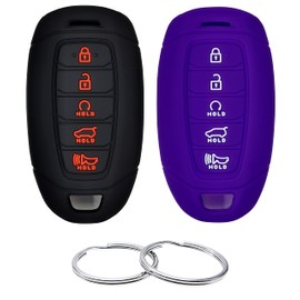 Silicone Rubber Key Fob Cover Compatible with 2020 2021 2022 Hyundai Palisade 2020-2023 Elantra ( Keyless Push Start 5 Button )