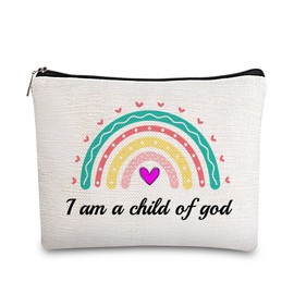 Bible Verse I am a child of God Cosmetic Bag, Faith Affirmation Inspirational Christians Makeup Bag for Daughter Girls Friends Women Wife, Makeup Tools Organizer Travel Toiletry Bag for Daily Life