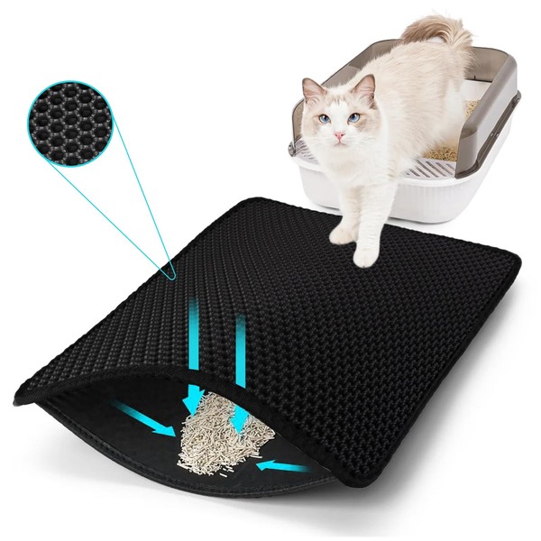 FADEYJ Cat Litter Mat, Kitty Litter Collector, Double Layered Honeycomb