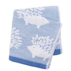 Top Factory Imabari Wash Towel, Fluffy Gauze, Imabari Towel, Hedgehog, Approx. 13.4 x 13.8 inches (34 x 35 cm), Made in Japan, Blue