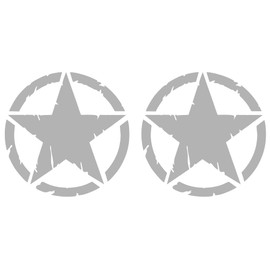 Destroyed Military Star Sticker US Army - Shapes Kit Pack - 2 Pieces - 4x4 Offroad Car Motorcycle - Various Sizes 5 10 15 20 25 30 cm - Made in Italy (10 cm, Grey)