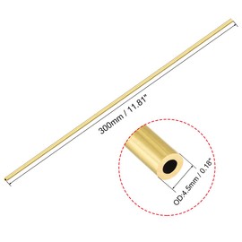 sourcing map Brass Round Tube, 300mm Length 4.5mm OD 1mm Wall Thickness, Seamless Straight Pipe Tubing