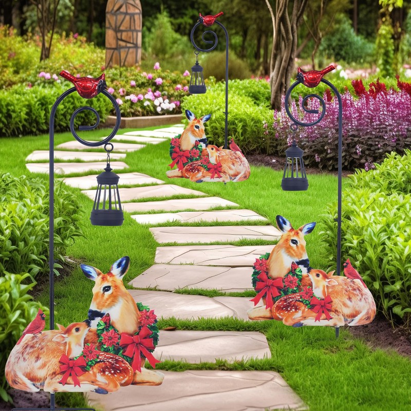 Guangxie Deer Garden Metal Stake with Solar Light, Outdoor Solar
