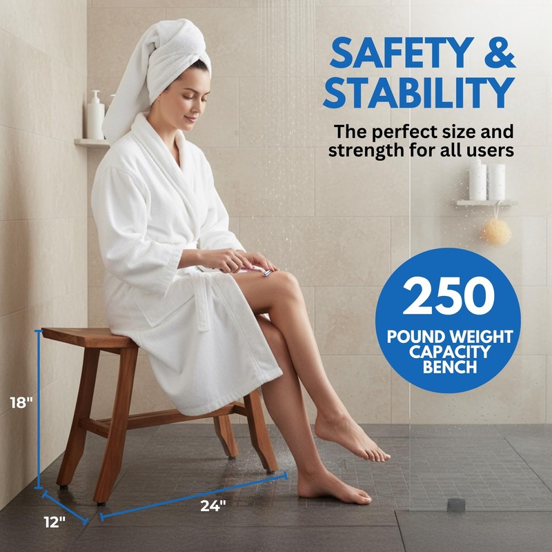 EcoDecors 24 Inch Satori Natural Teak Waterproof Teak Wood Shower