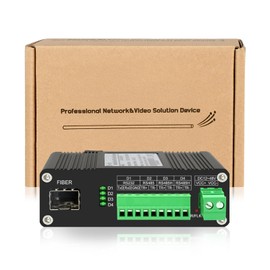 Lcantve Industrial Serial to Fiber Converter RS232 RS485 RS422 Optic Modem, Bidirectional SFP Slot Serial Over Fiber Converter, Up to 80KM, DC12~48V Power Input, -25°C ~ 75°C Operating Temperature